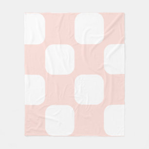 Soft Pastel Pink & White Squircle Pattern Design Fleece Blanket