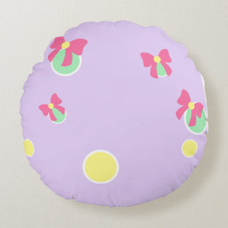 soft pastel polka dots and bows round pillow