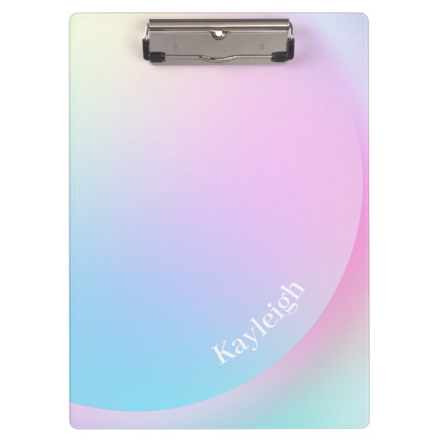 Soft Pastel Rainbow Gradient Shape Clipboard (Front)