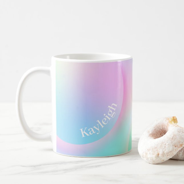 Soft Pastel Rainbow Gradient Shape Coffee Mug (With Donut)
