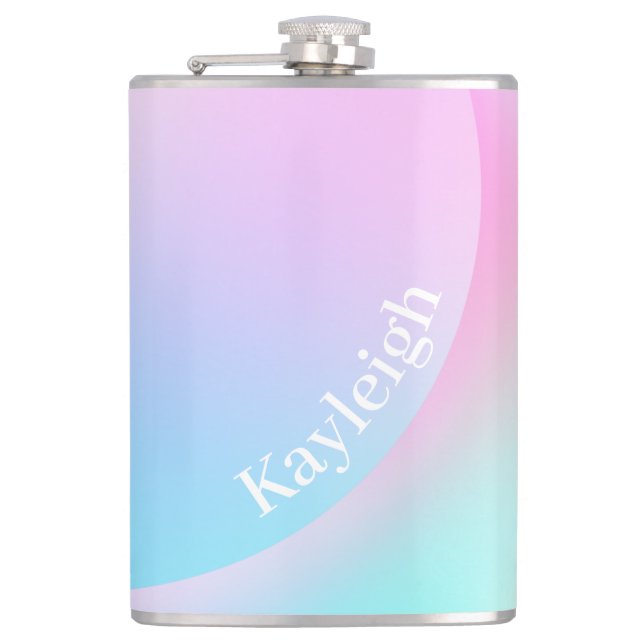 Soft Pastel Rainbow Gradient Shape Hip Flask (Front)