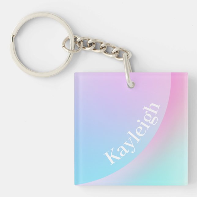 Soft Pastel Rainbow Gradient Shape Keychain (Front)