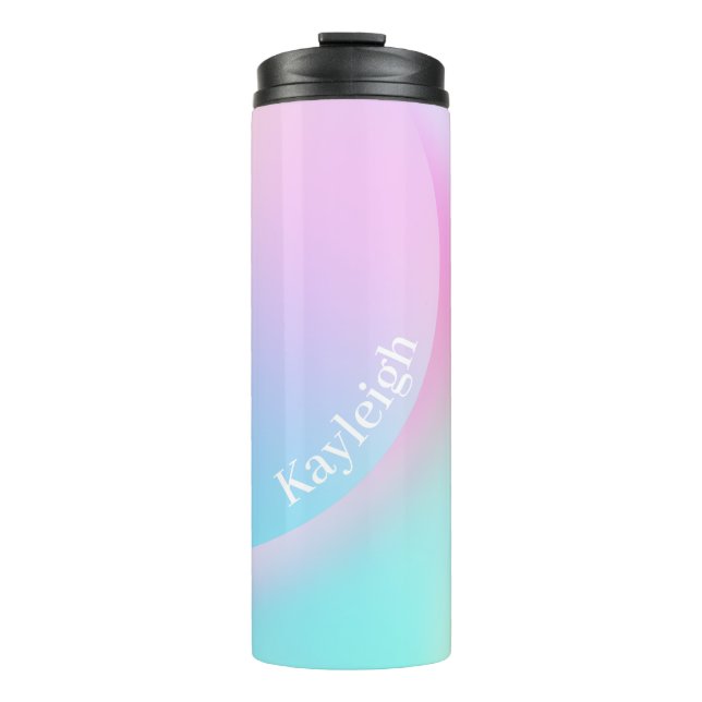Soft Pastel Rainbow Gradient Shape Thermal Tumbler (Front)