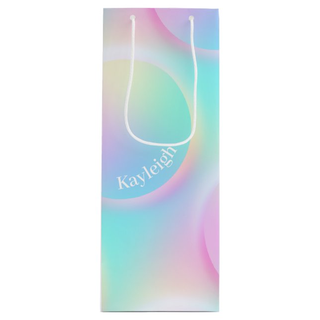 Soft Pastel Rainbow Gradient Shape Wine Gift Bag (Front)