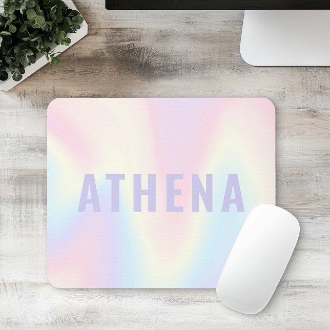 Soft pastel rainbow name trendy modern minimal mouse pad (Soft pastel rainbow name trendy modern minimal mouse pad)