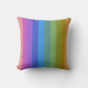 Soft Pastel Rainbow Vertical Stripes Throw Pillow