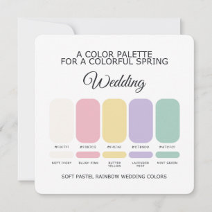 Soft Pastel Rainbow Wedding Colour Palette Card