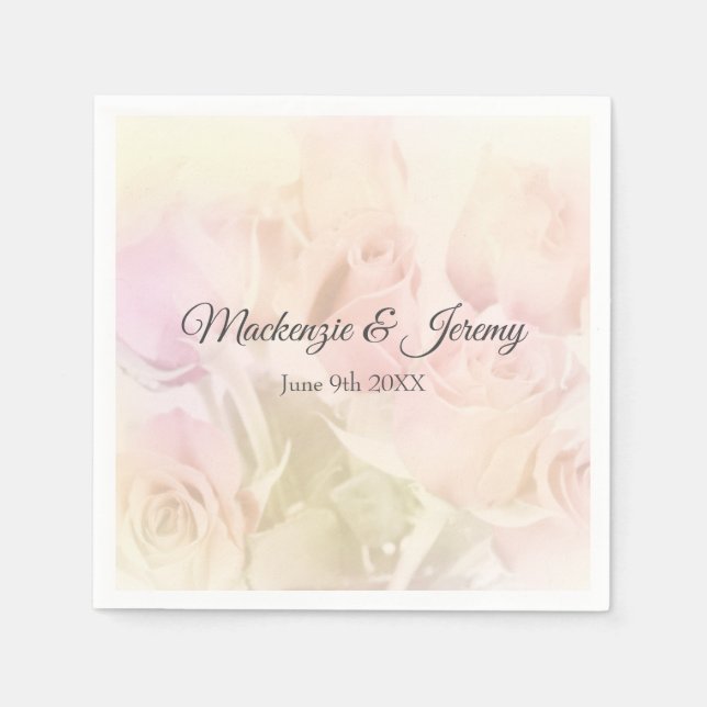Soft Pastel Roses Napkin (Front)