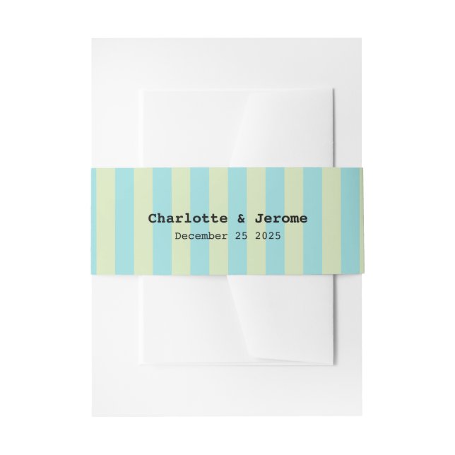 Soft Pastel Striped Pattern – Lime Cream & Limpet  Invitation Belly Band (Front Example)
