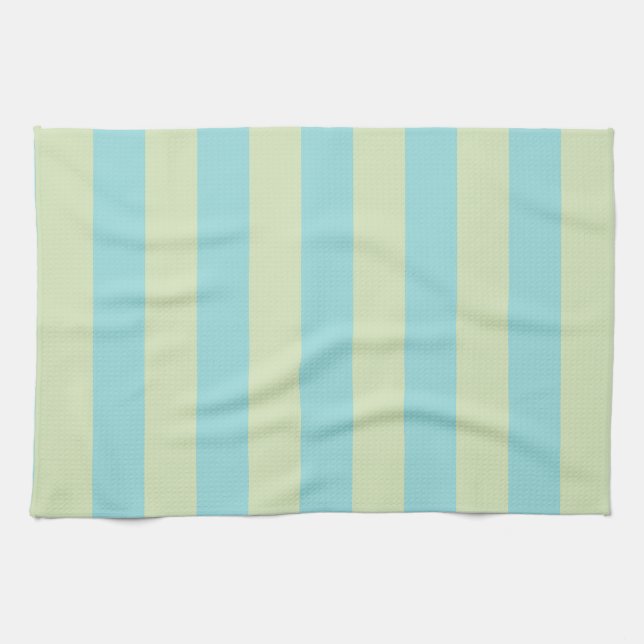 Soft Pastel Striped Pattern – Lime Cream & Limpet  Kitchen Towel (Horizontal)