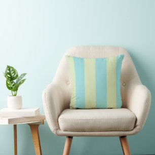 Soft Pastel Striped Pattern – Lime Cream & Limpet Throw Pillow