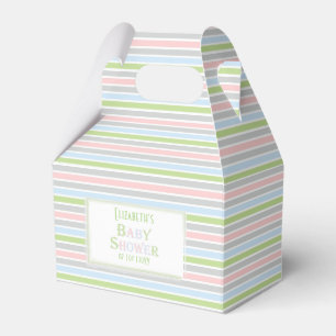 Soft Pastel Stripes Baby Shower Favor Box