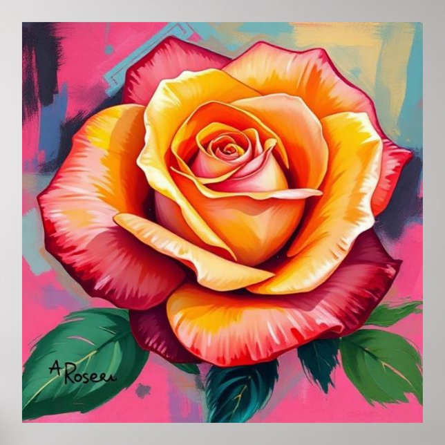 Soft pastel-style rose, delicate and artistic poster (Front)