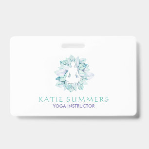 Soft Pastel Succulant Yogie Silhouette Name Badge