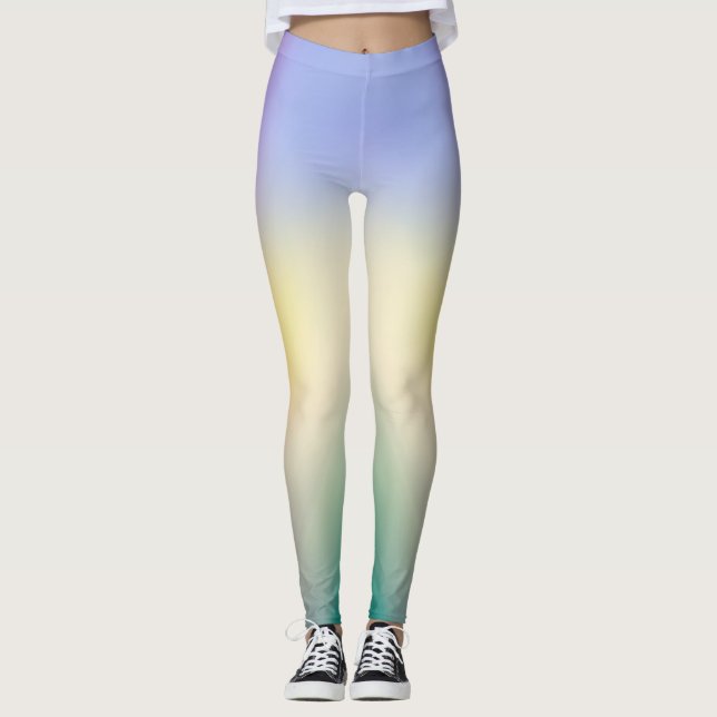 Soft Pastel Sunrise Gradient Yoga Leggings (Front)