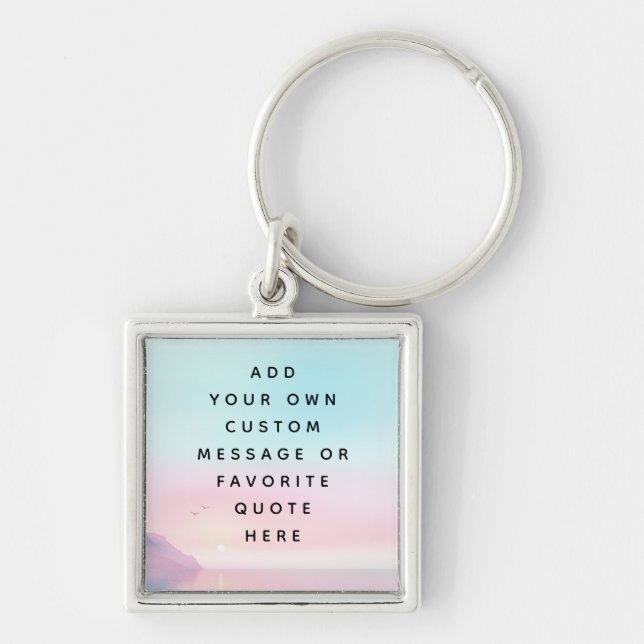 Soft pastel sunrise with birds custom message keychain (Front)