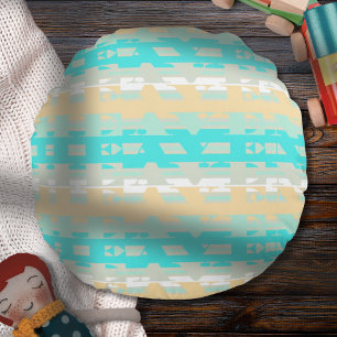 Soft Pastel Turquoise Beige Modern Heaven Pattern Round Pillow