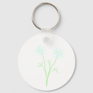 Soft Pastel Twin Daisy Flower Botanical Gift Keychain