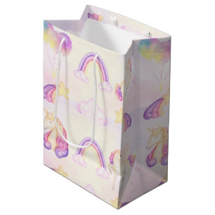 Soft Pastel Unicorns And Rainbows Medium Gift Bag