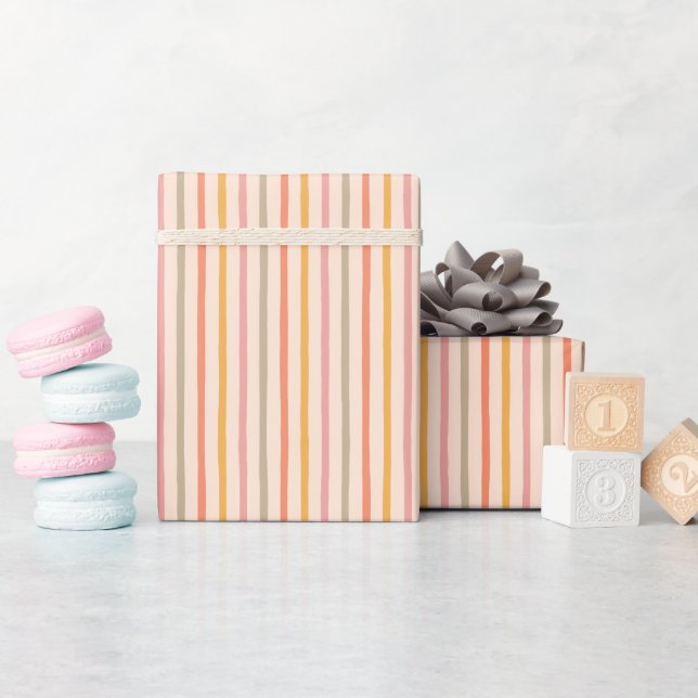 Soft Pastel Vertical Stripes Elegant Gift Wrapping Paper (Baby Shower)