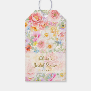 Soft Pastel Watercolor Floral Bridal Shower Custom Gift Tags
