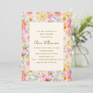 Soft Pastel Watercolor Floral Bridal Shower Invitation
