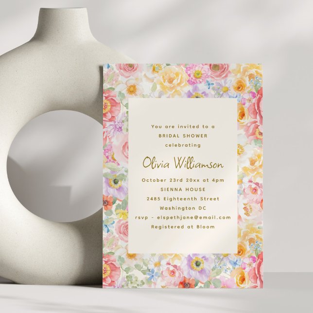 Soft Pastel Watercolor Floral Bridal Shower Invitation (Creator Uploaded)
