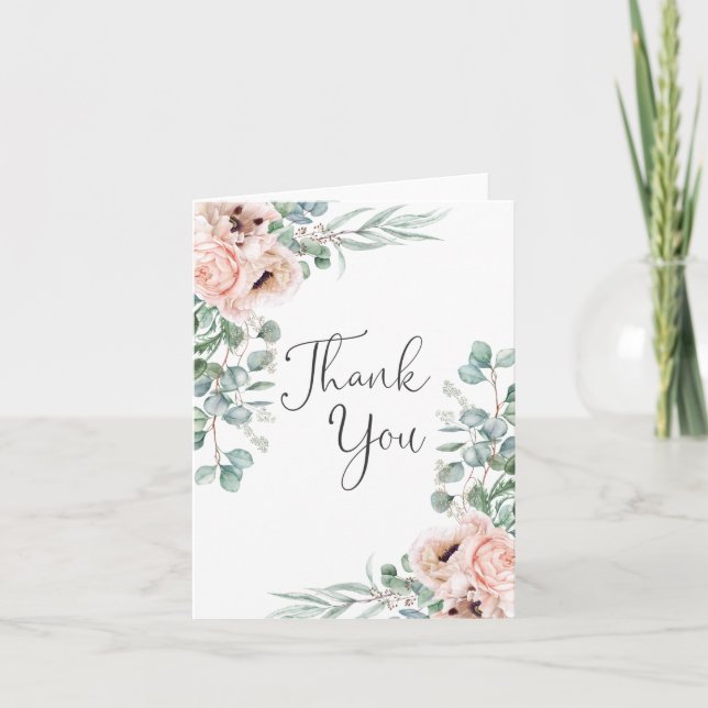 Soft Pastel Watercolor Floral Thank You (Front)