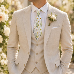 Soft Pastel Watercolor Floral  Tie
