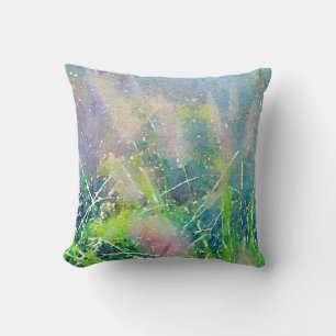 Soft pastel waving grass throw pillow