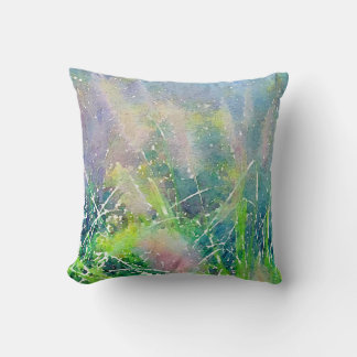 Soft pastel waving grass throw pillow