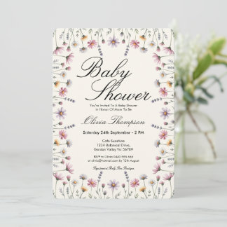 Soft Pastel Wildflower Boho Baby Shower Invitation