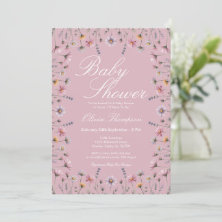 Soft Pastel Wildflower Boho Baby Shower Invitation