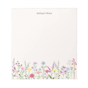 Soft Pastel Wildflower Personalized Notepad