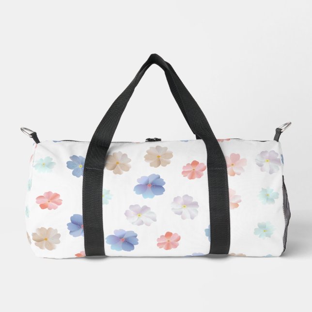 Soft Pastel Wildflowers Pattern Duffle Bag (Front)