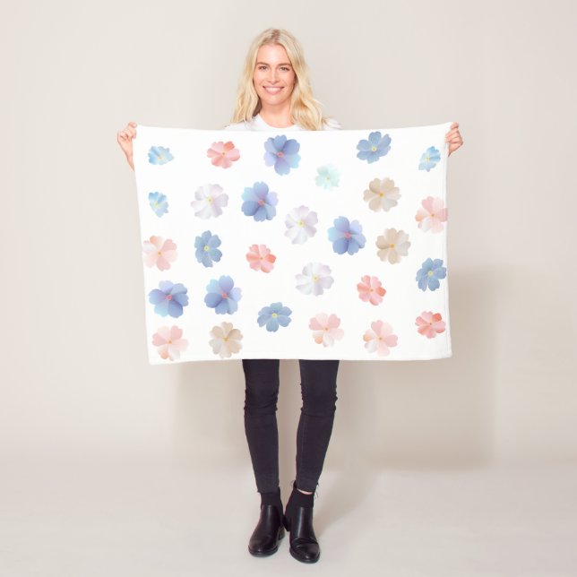Soft Pastel Wildflowers Pattern Fleece Blanket (In Situ)
