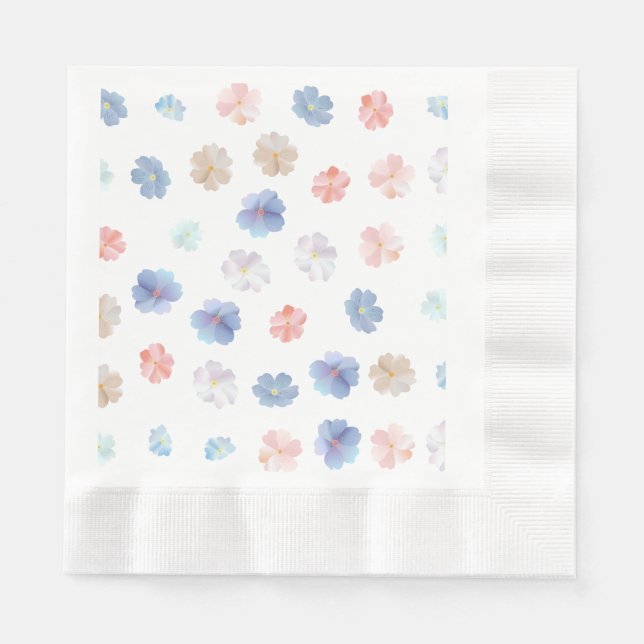 Soft Pastel Wildflowers Pattern Napkin (Front)