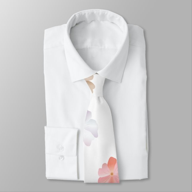 Soft Pastel Wildflowers Pattern Tie (Tied)