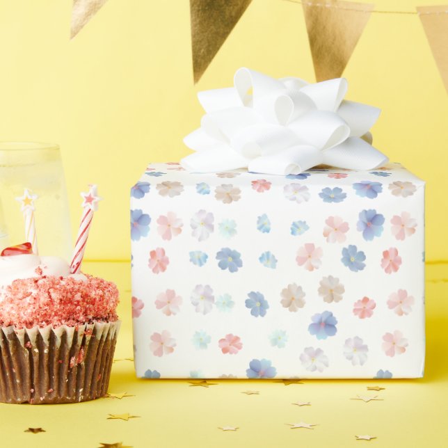 Soft Pastel Wildflowers Pattern Wrapping Paper (Birthday Party)
