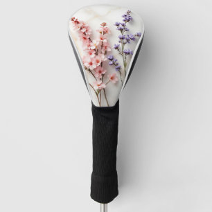 Soft Pastel Wildflowers Stained Glass Floral Art  Golf Head Cover