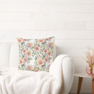 Soft Pastel Windflower Sprays Throw Pillow