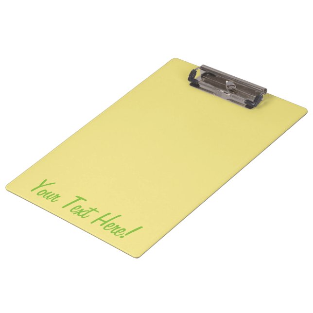 Soft pastel yellow decor ready to customize clipboard (Angled)