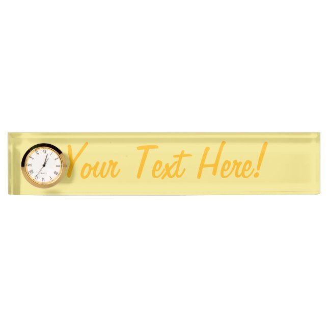 Soft pastel yellow decor ready to customize nameplate (Front)