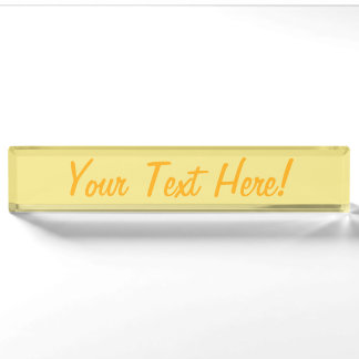 Soft pastel yellow decor ready to customize nameplate