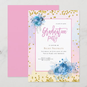 Soft pastels/floral/Confetti/Graduation Invitation