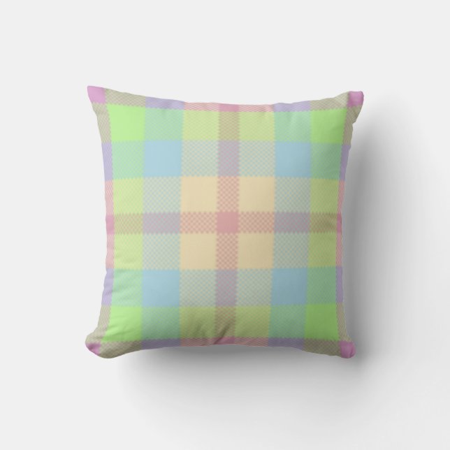 Soft pastels Tartan Cushion (Front)