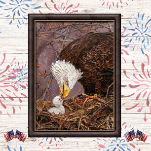Soft Patriotic Eagle and Eaglet Art Poster