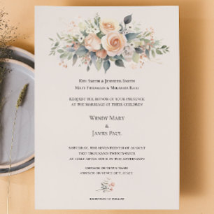 Soft Peach Blossom Formal Wedding Invitation