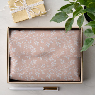 Soft Peach Botanical Woven Branches and Leaves Tissue Paper