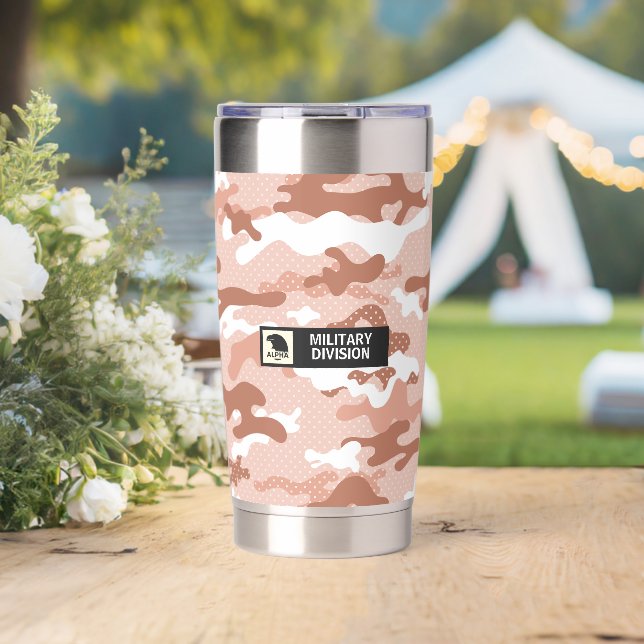 Soft Peach Camouflage Pattern Insulated Tumbler (Wedding (Rotated))
